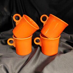 Four Fiesta Ware HLC Tom & Jerry Ring Handle "poppy" Mugs USA